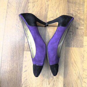 Vintage Salvatore Ferragamo Purple and Black Colorblock Heels Sz 10AA with box